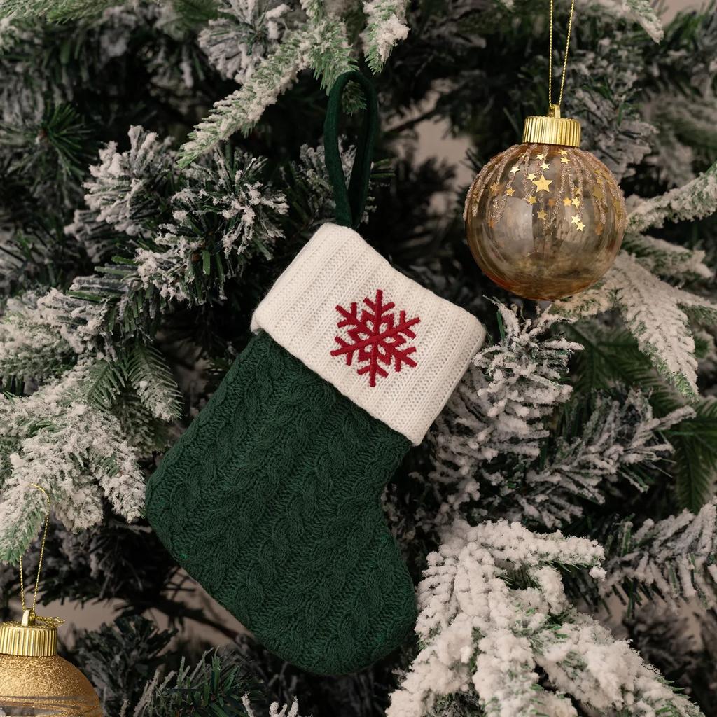 Christmas Socks Knitted Snowflake Letter Socks Large Capacity Christmas Tree Ornaments Candy Gift Stockings Holiday Pendants
