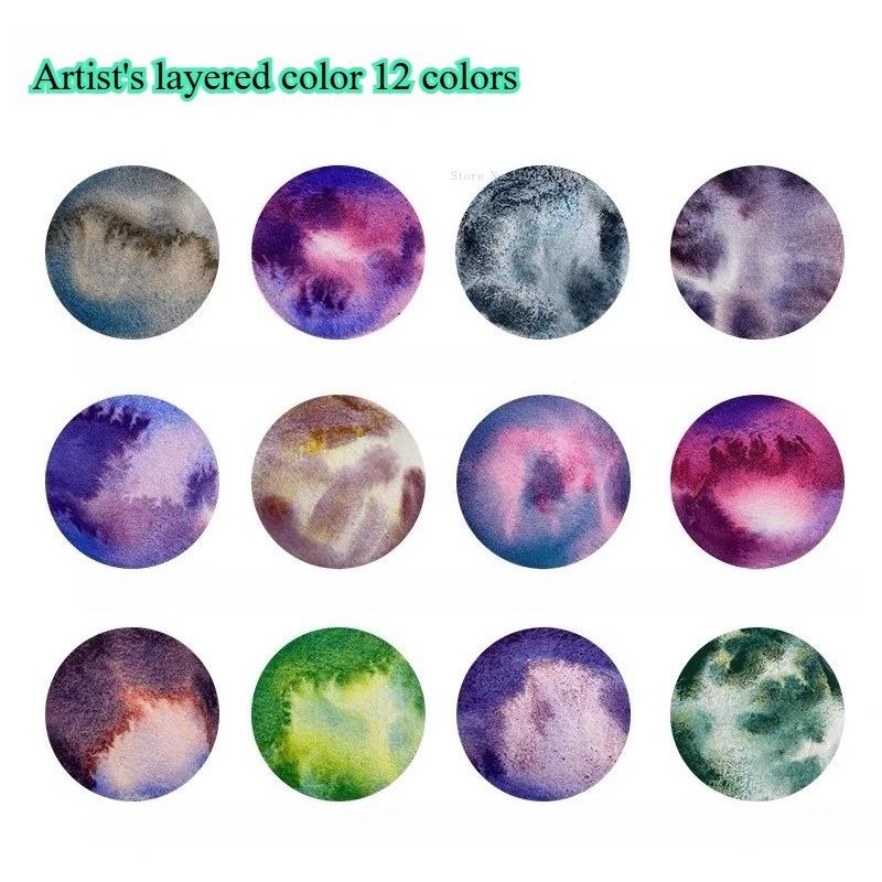 

12-color 5ml Layered /precipitate Color Transparent Watercolor Pigments Artist s Art Supplies Hand-drawn Creations Watercolor (as the picture,12 colors 5ml set)