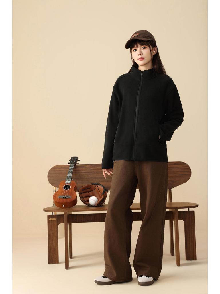 Autumn/Winter Fleece Stand-Up Collar Sweatshirt with Custom Logo & Embroidery