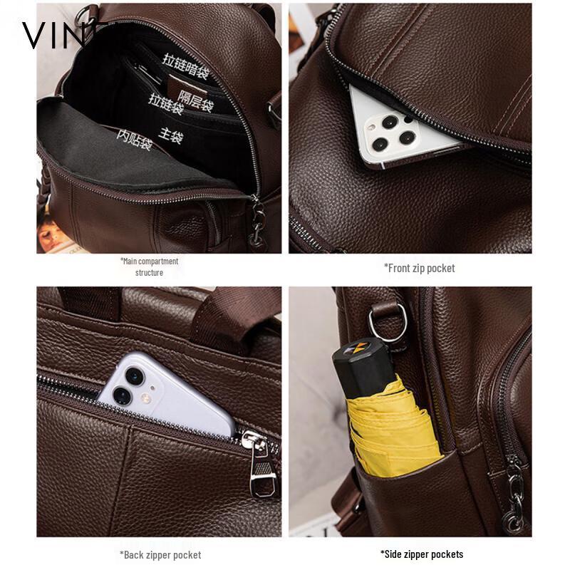 Viney Women's Large Capacity Leather Backpack