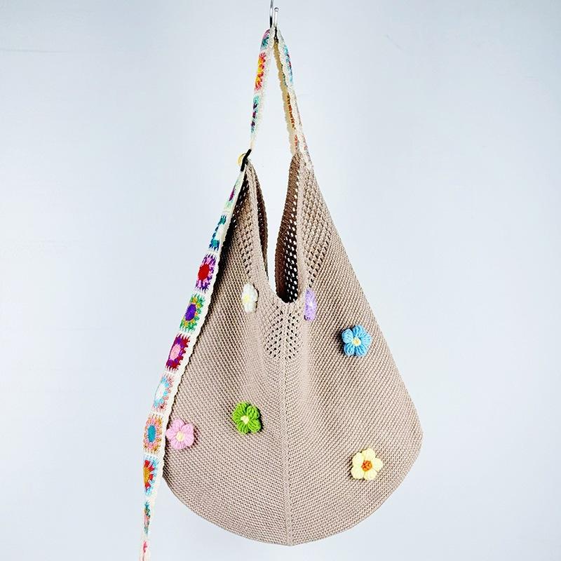 Travel leisure female commuter Mori lazy large capacity shoulder bag woven bag knitted bag leisure vacation