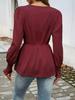 2026 Autumn Elegant V-Neck Lace-Up Waist-Cinching Solid Color Women's Shirt