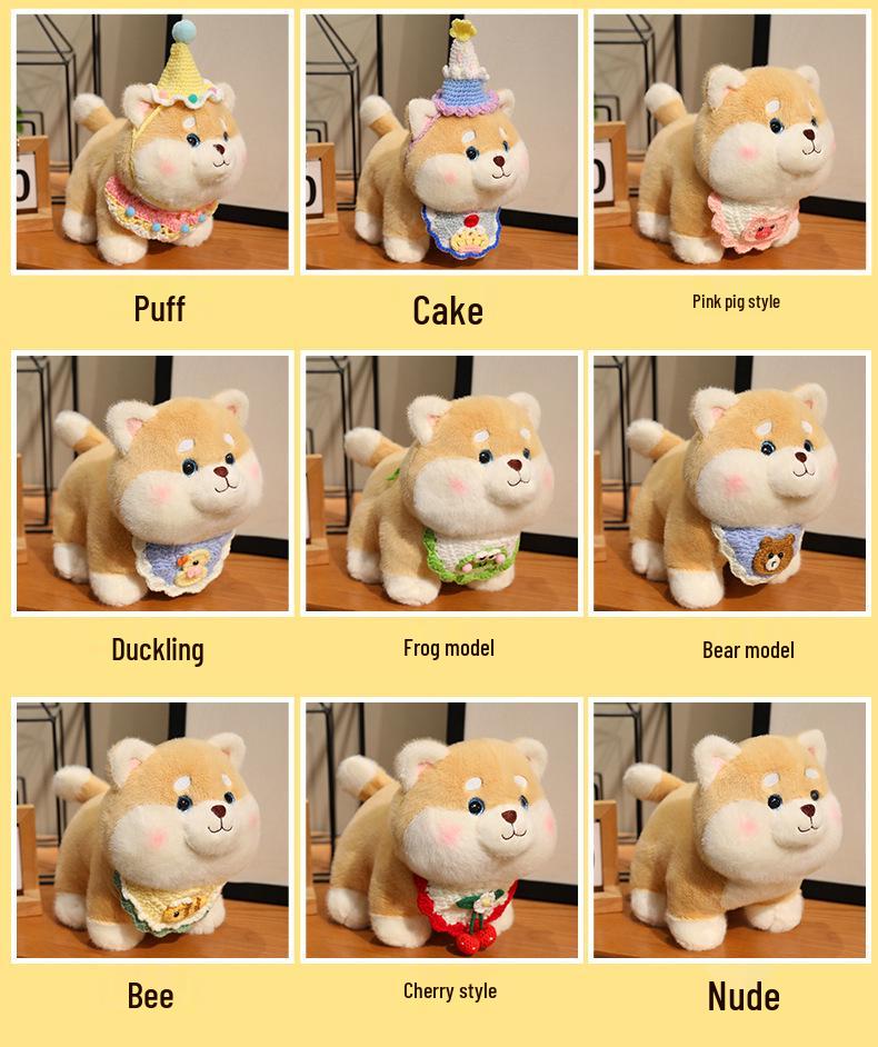 Shiba Inu Puppy Plush with Birthday Cake Hat - Cute Comfort Toy for Kids