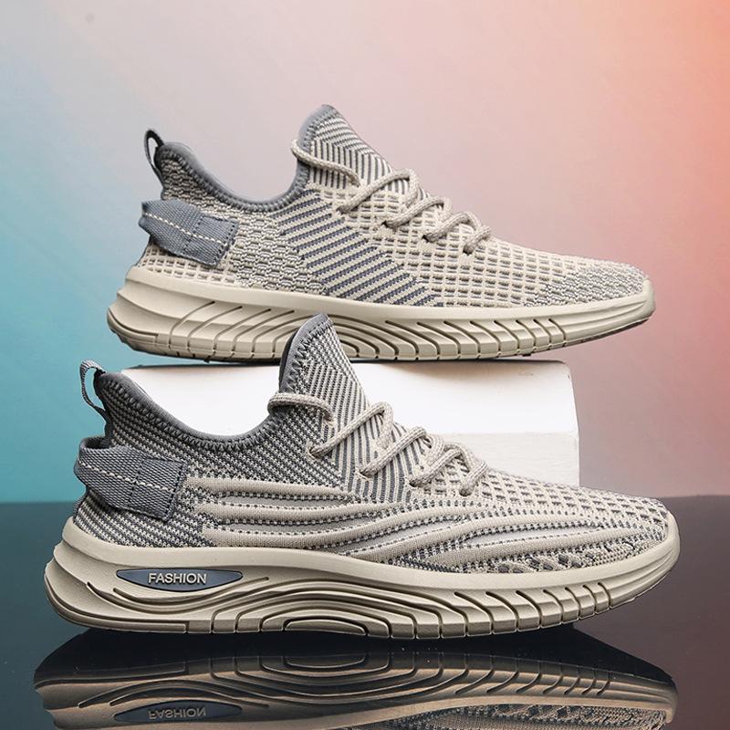 Autumn Men's Shoes Fly-woven Breathable Sports Casual Shoes Versatile Soft-soled Non-slip Lazy Shoes