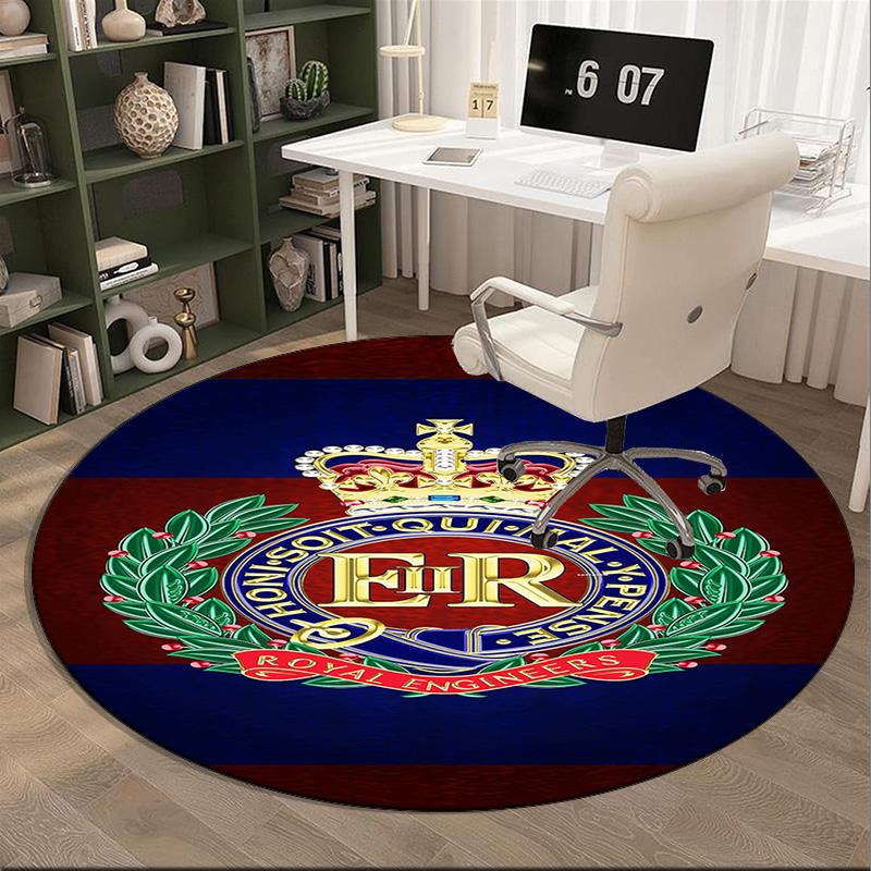 Royal Engineers Crest Emblem Round Rug for Livingroom,Bedroom, Palyroom, Chair Rug, Area Rug, Circle Carpet, Fan Christmas Gift