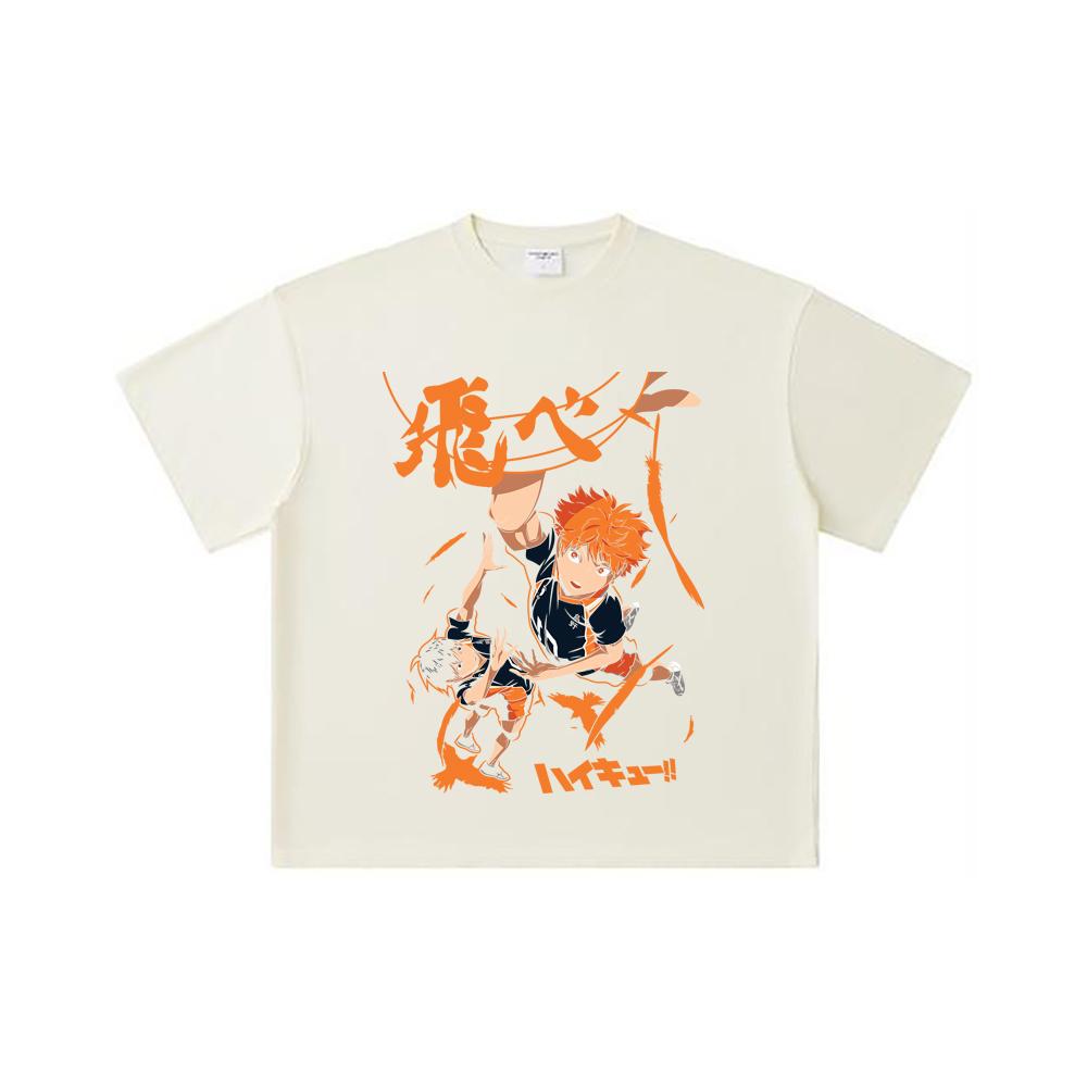 

Хлопковая футболка унисекс плотностью 260 г/м², двойная пряжа, 32 нити, 100% хлопок, с принтом Haikyuu V10 Хината Тобио, тяжелый хлопок S абрикосовый