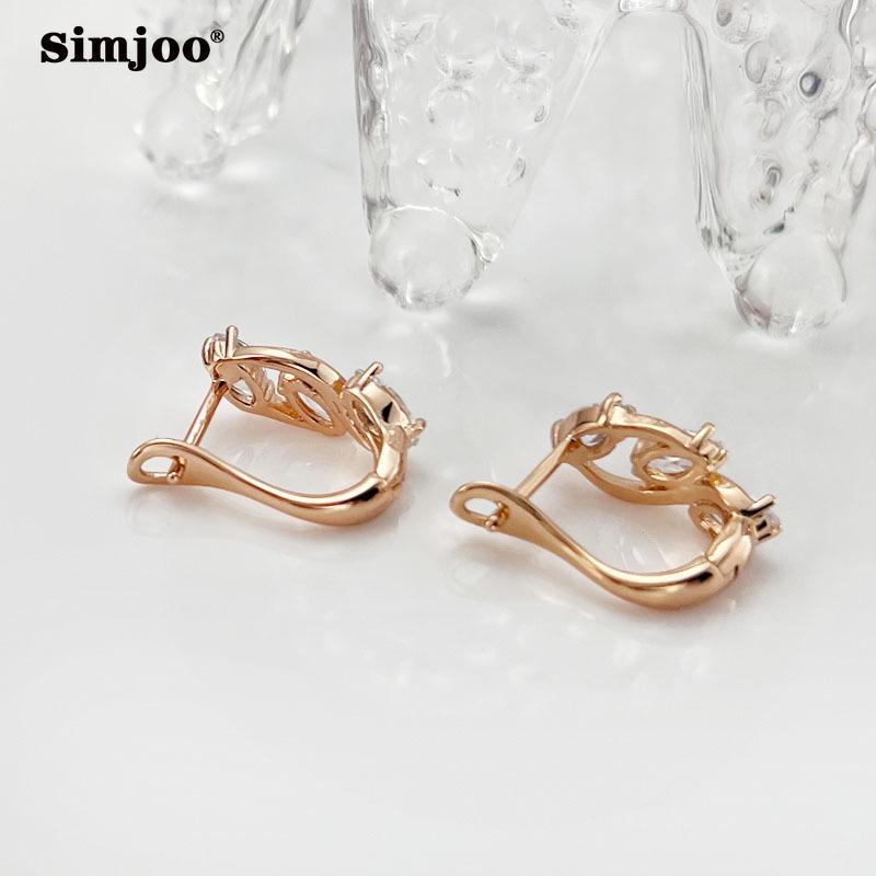 SIMJOO Couleur Or Rose Boucles d'Oreilles Puces Diamantées Individuelles en Zirconium Diamant Complet