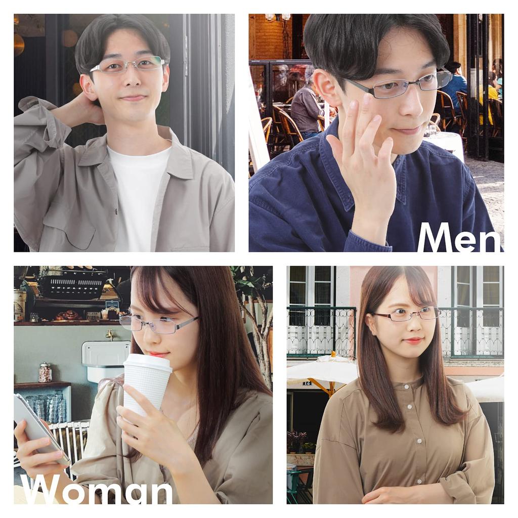 K-eines Stylish Under-Rim Square Metal Eyeglass Frames with UV and Blue Light Protection (Black)