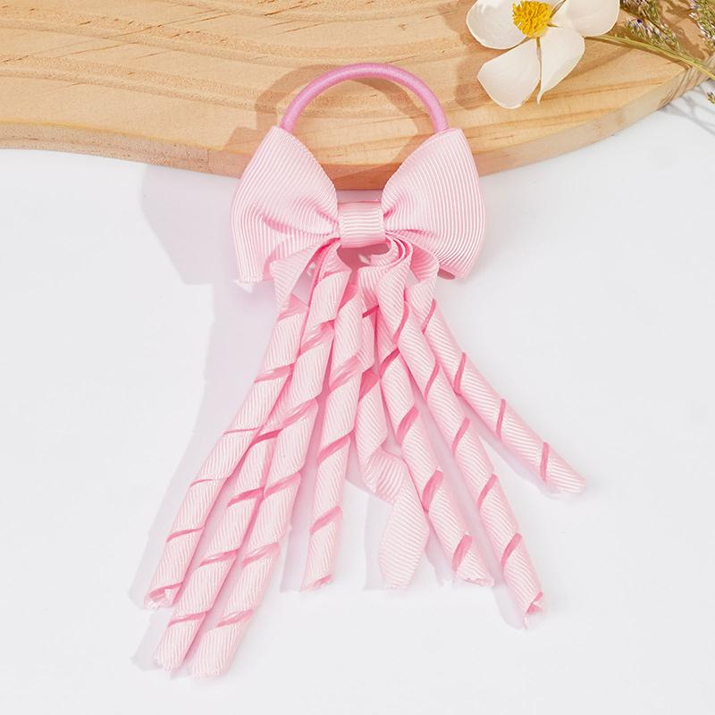Grosgrain Ribbon Long Hair Ties Bows For Baby Girls Curly Hair Bows Elastic Colorful Kids Hair Band 2Pcs/Lot Whole