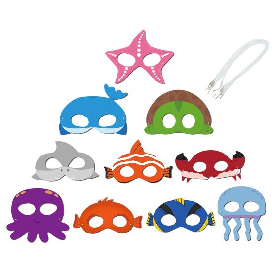 

10 шт., детская бумажная маска с морскими животными, маска на день рождения с морскими животными, чехол для лица для мальчиков и девочек, тематическая маска на день рождения, ролевая игра, сувениры для вечеринки 10 pcs
