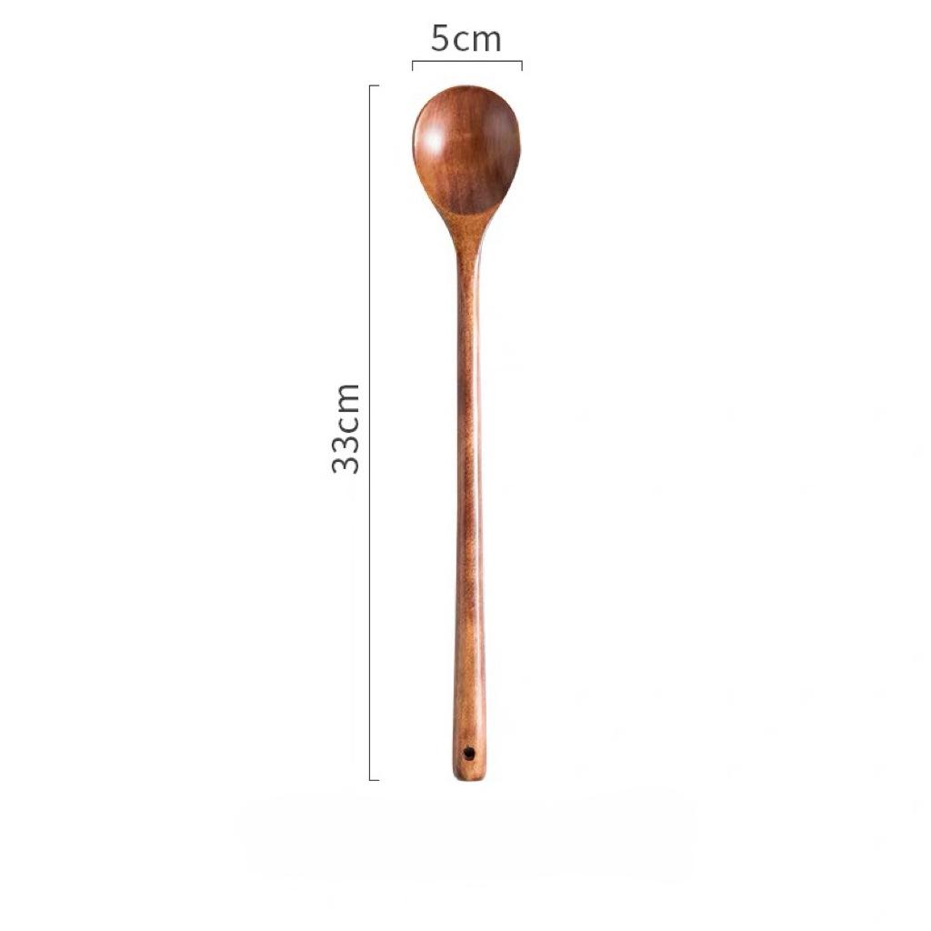 Natural Wooden Coffee Spoons Set Long Handle Tea Stirring Utensils for Dessert Honey and Beverage Eco Friendly Tableware
