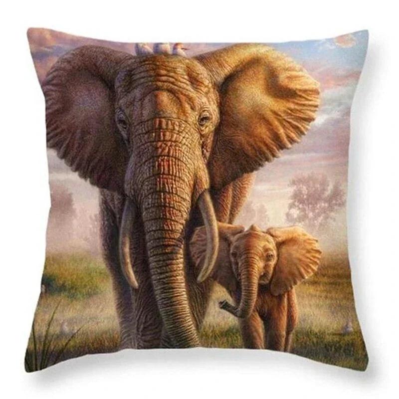 45*45CM Home Decor Pillowcase Sofa Pillowcase Polyester Elephant Print Cushion Cover Indian Style Animal