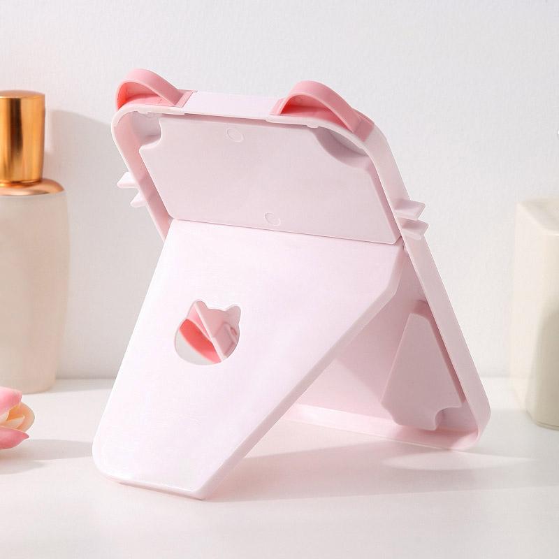 Small Folding Makeup Mirror Portable Handheld Makeup Mirror Student Dormitory Desktop Compact Mirror Dressing Tool