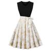 Summer New Retro V-neck Sleeveless Black Spelling Print Pendulum Dress