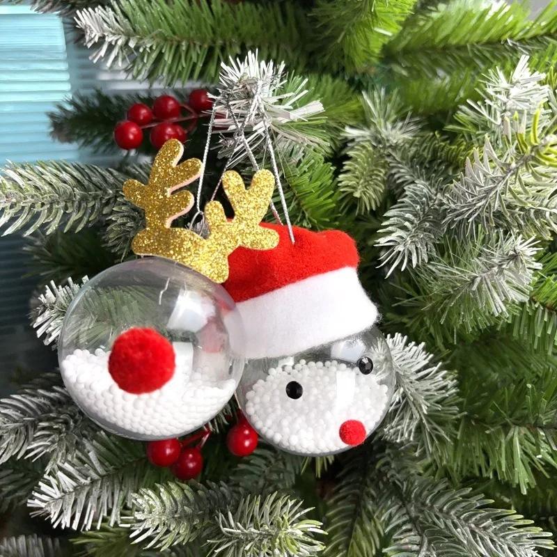 New Christmas Disco Ball Ornaments Elk Hat Xmas Tree Pendant Snowman Santa Claus Hanging Ball Merry Christma Decor New Year 2025