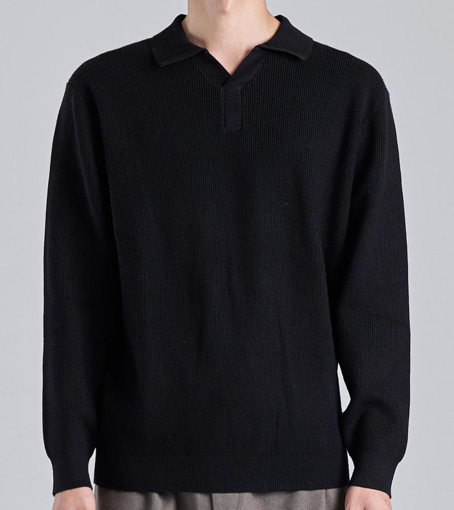 Beoteunseoul Wool Blend Open Collar Knit (Black)