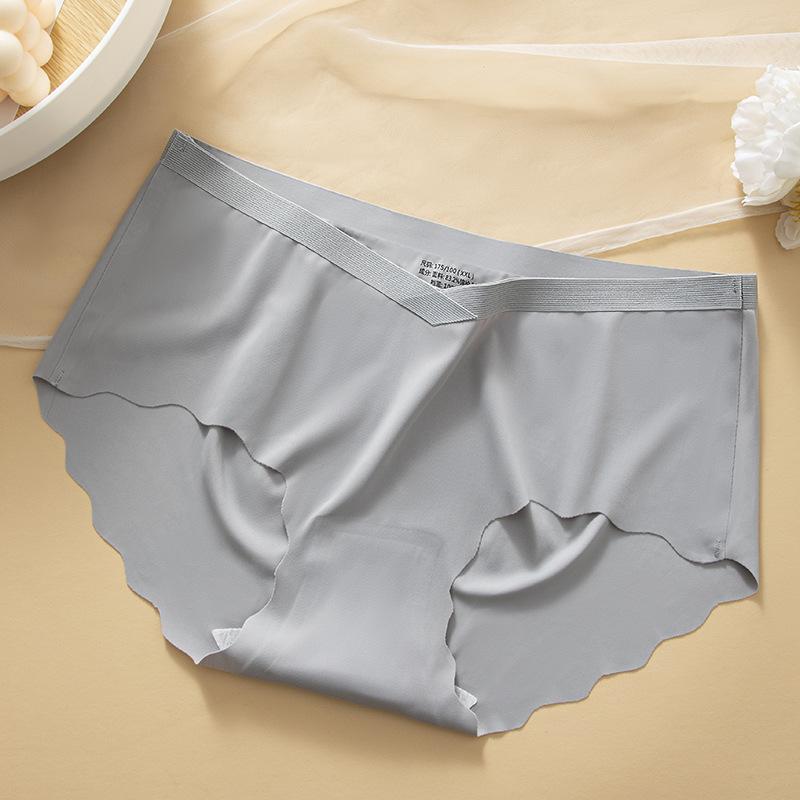 

Женские весенне-летние бесшовные трусы из ледяного шелка с низкой посадкой для беременных 3XL темно серый