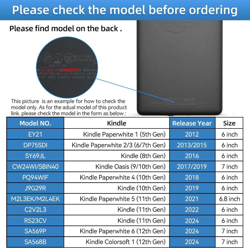 Case for Kindle Basic 10th Gen 2019 11th 12th 2022 Colorsoft 1 2024 Paperwhite 10th 2018 6th 7th 12th Paperwhite 11th 2021 Auto Sleep Wake Casing