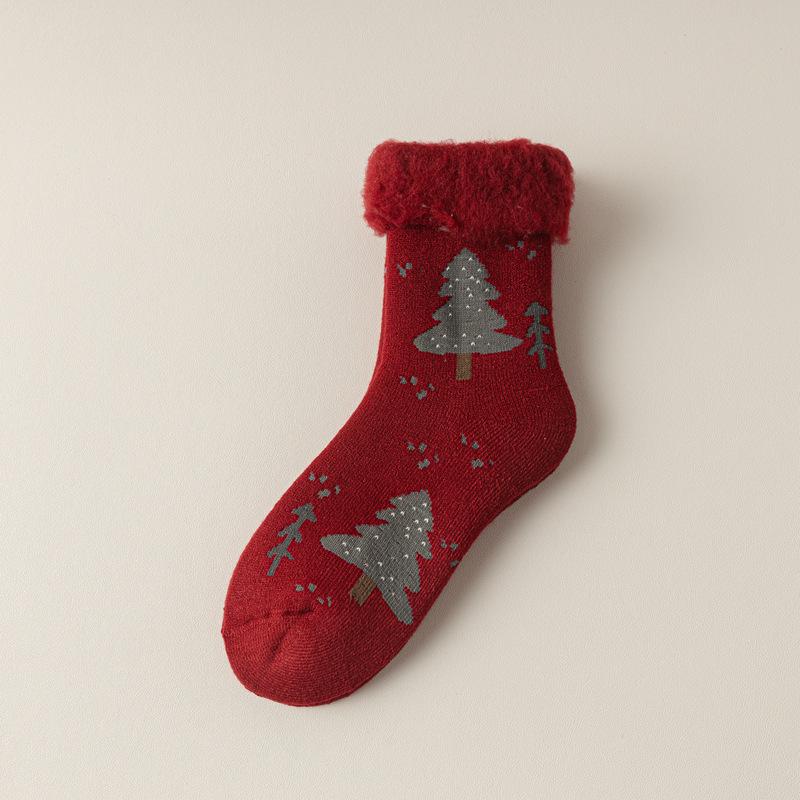 

24 Winter Brushed Socks Women S Super Thick Cold And Warm Snow Socks Cartoon Cute Red Women S Socks Fleece Socks one size
