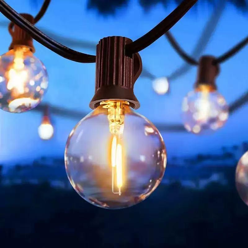 Solarbetriebene wasserdichte LED Edison G40 Lichterkette für den Außenbereich, für Camping und Weihnachtsdekoration