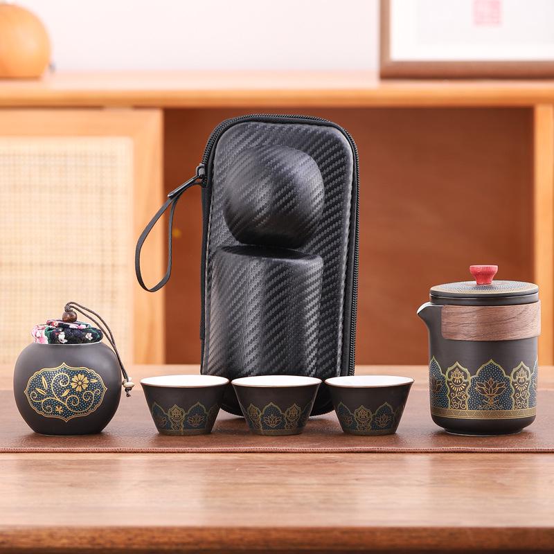 Portable Ceramic Gongfu Outdoor Tea Set with Kuaike Cups - Ideal for Business Gifts and Travel.