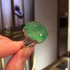 Anéis verdes originais novos de calcedônia natural tipo gelo para mulheres joias de noivado luxuosas clássicas frescas ajustáveis