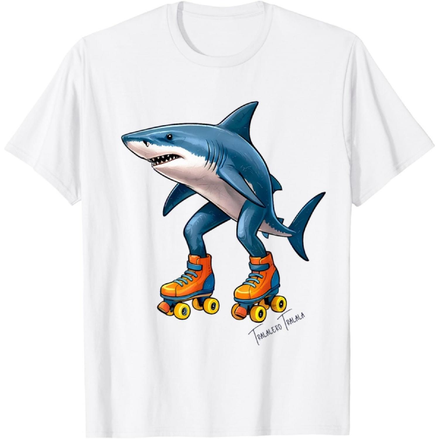 Tralalero Tralala Tee Brain Red Funny Shark Meme T-Shirt XXXXXL белый