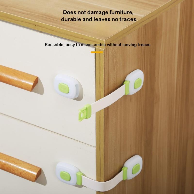 Child Safety Strap Locks, Baby Locks for Cabinets and Drawers, Toilet, Fridge & More, Freezer Latch To Keep Door Closed