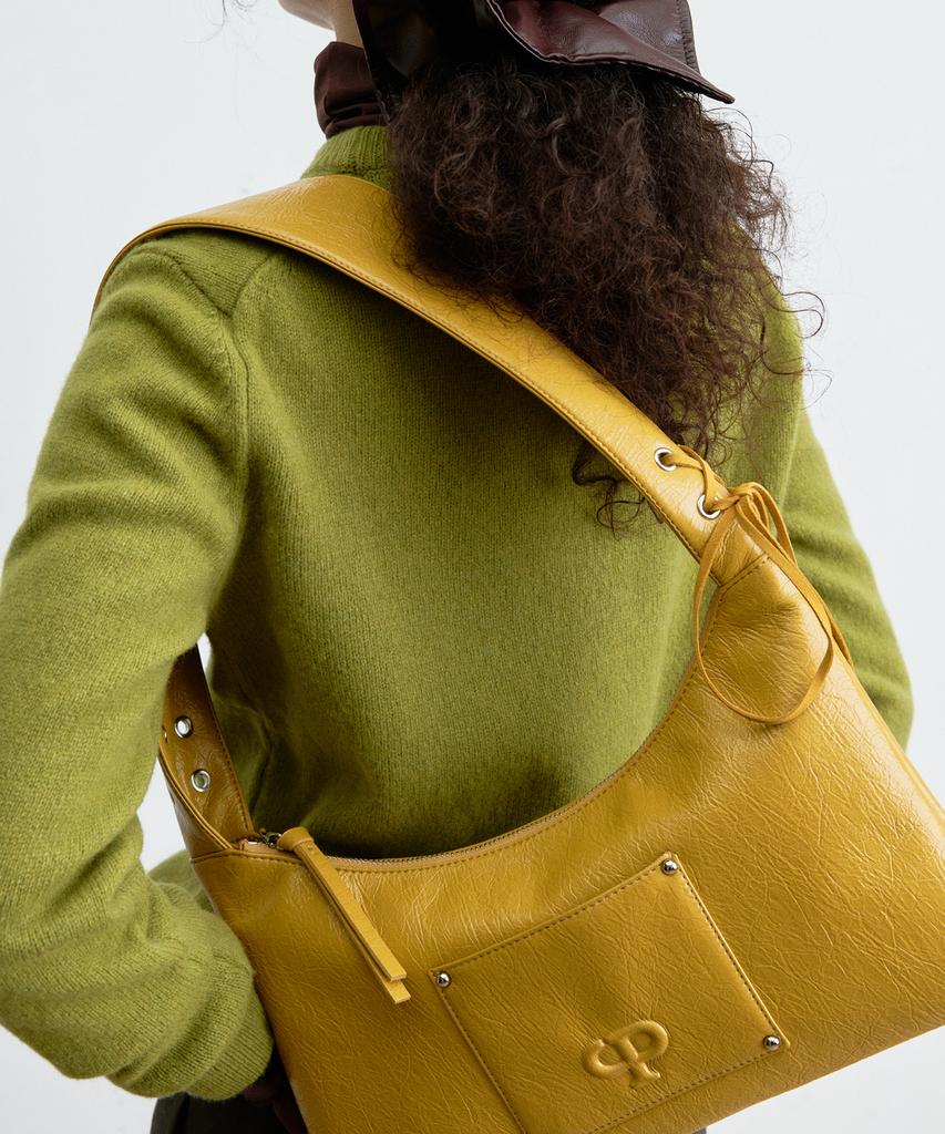 Christine Project Eyelet Flat Shoulder Bag(Mustard)