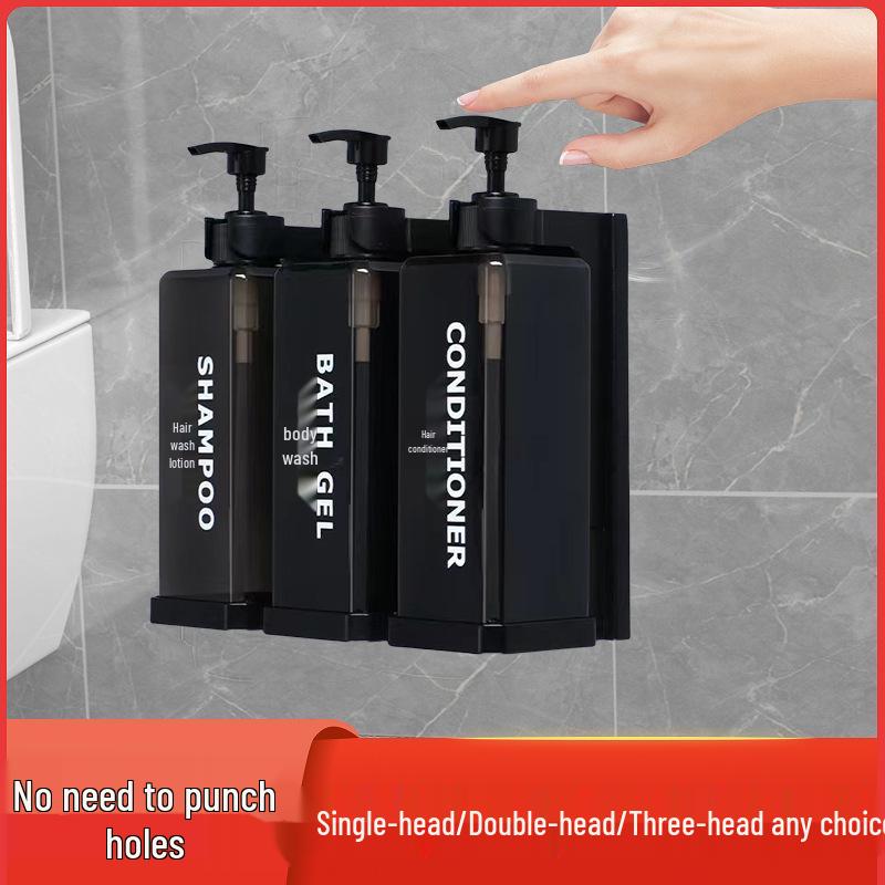 Punch-Free Wall Soap Dispenser: Hotel Bathroom Shampoo & Shower Gel Lockable Rack with Manual Press