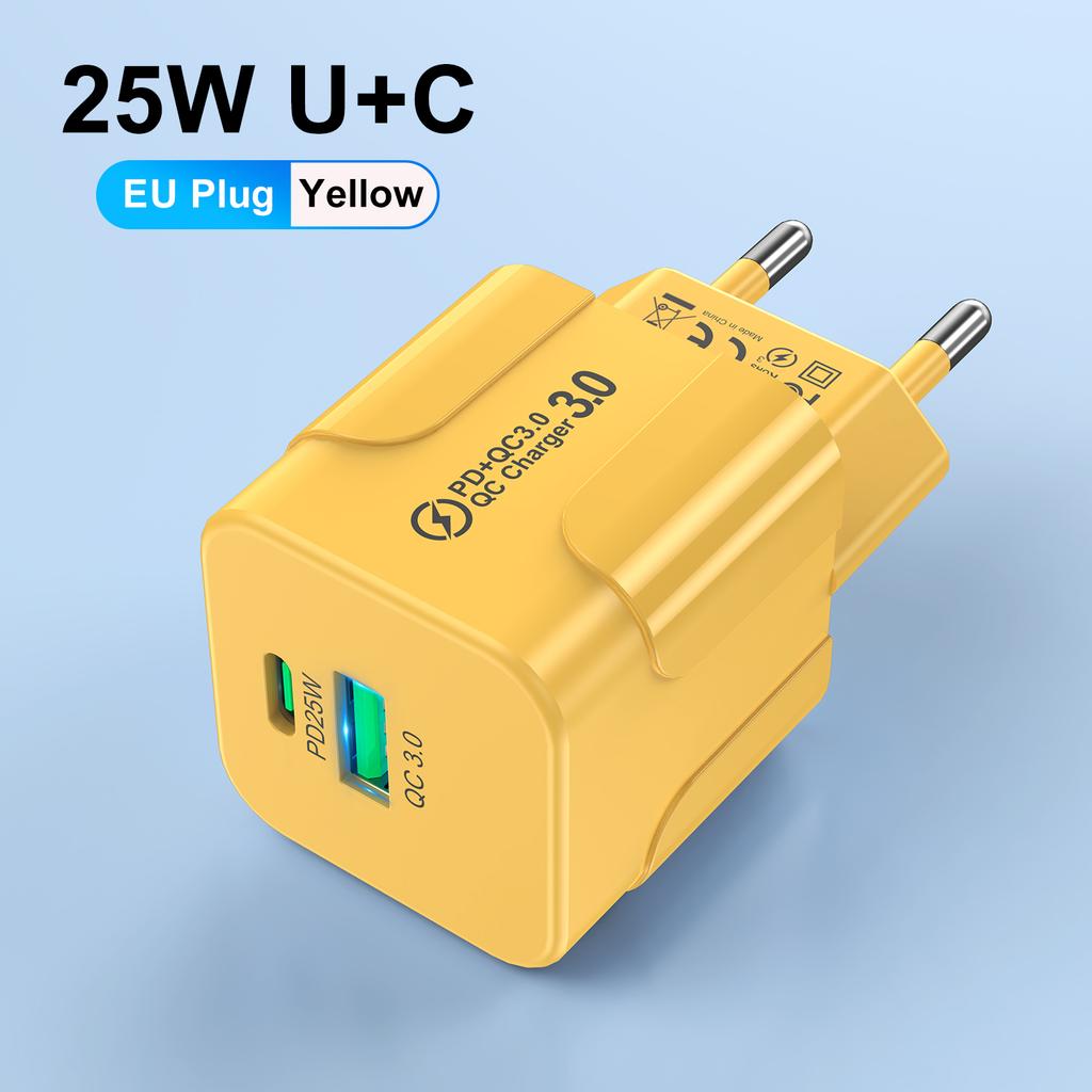 PD 25W USB C Fast Charger for iPhone 15 Pro Max Xiaomi 14 Oneplus KR EU US Mini 2 Ports Travel Plug Phone Fast Charging Adapter