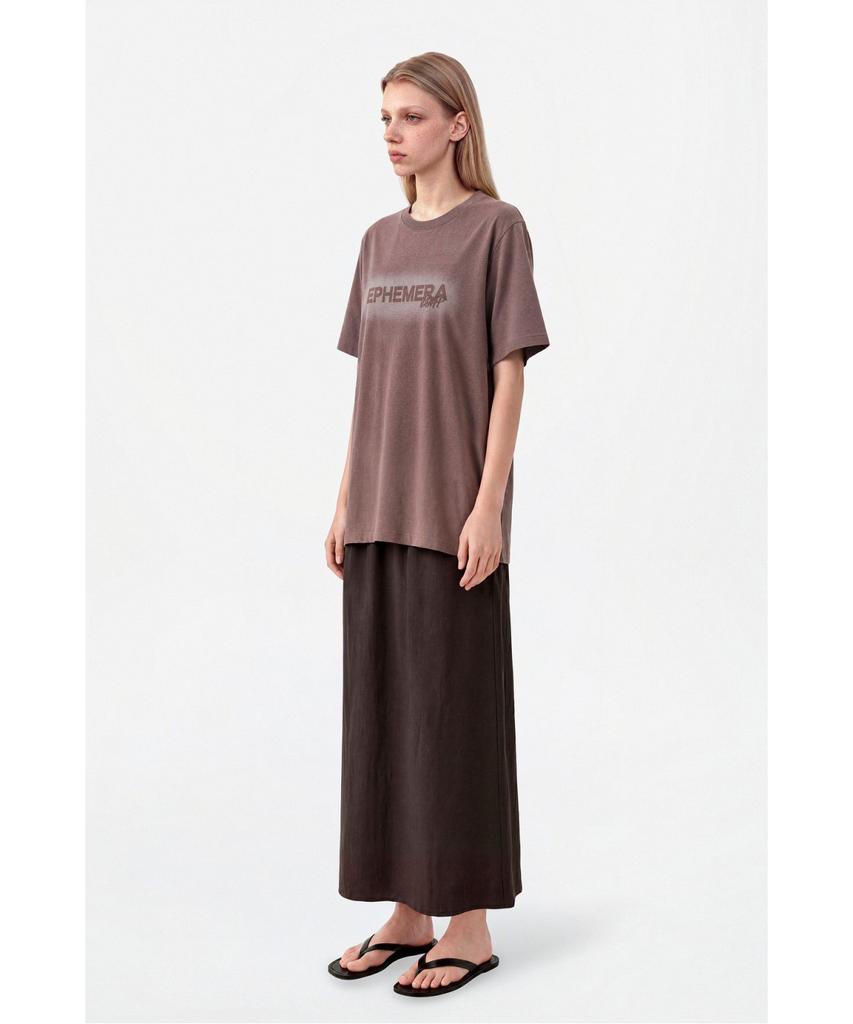 Jaa [Jaah] Elastic Waist Long Skirt Dark Brown