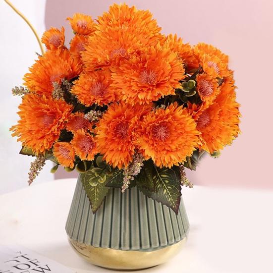 Valósághű mesterséges krizantém csokor, öntözés nélkül, hamis krizantém virágok otthoni esküvői dekoráció
