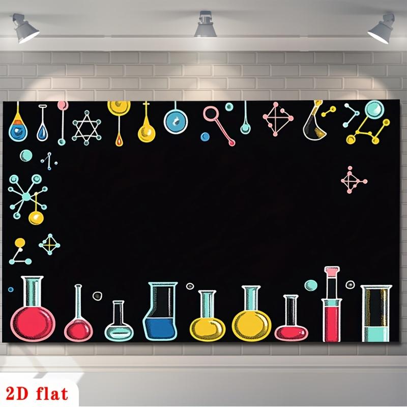2D planar banner - 1 piece of laboratory molecular chemistry background decoration party decoration - polyester material 100x150cm