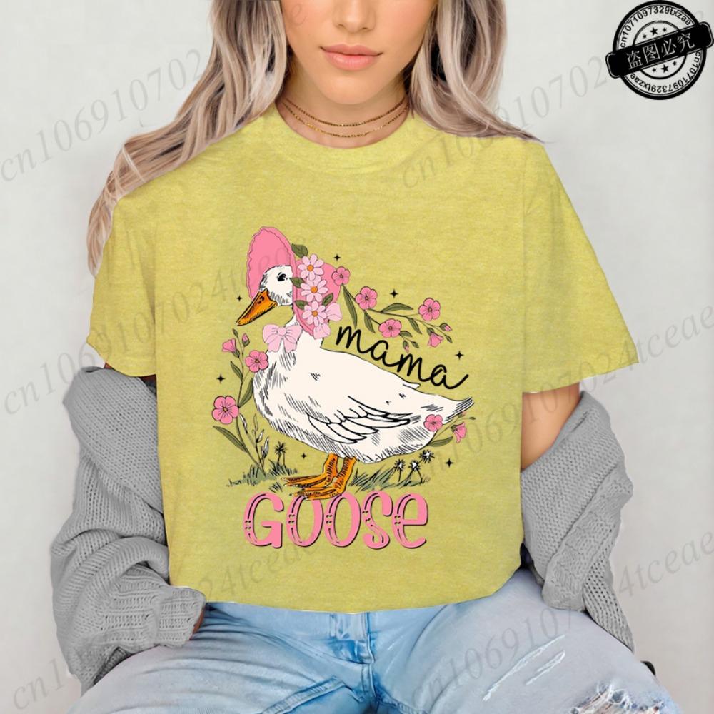 Mama Goose Cute T-Shirts for Women,Grateful for Being Mom Tee Tops,Strong and Bless Mom Women's Shirt Clothes,Gift for Mother