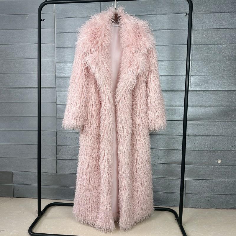 Womens Faux Fur Coat Longline Blazer Style Winter Warmth Streetwear Fashion