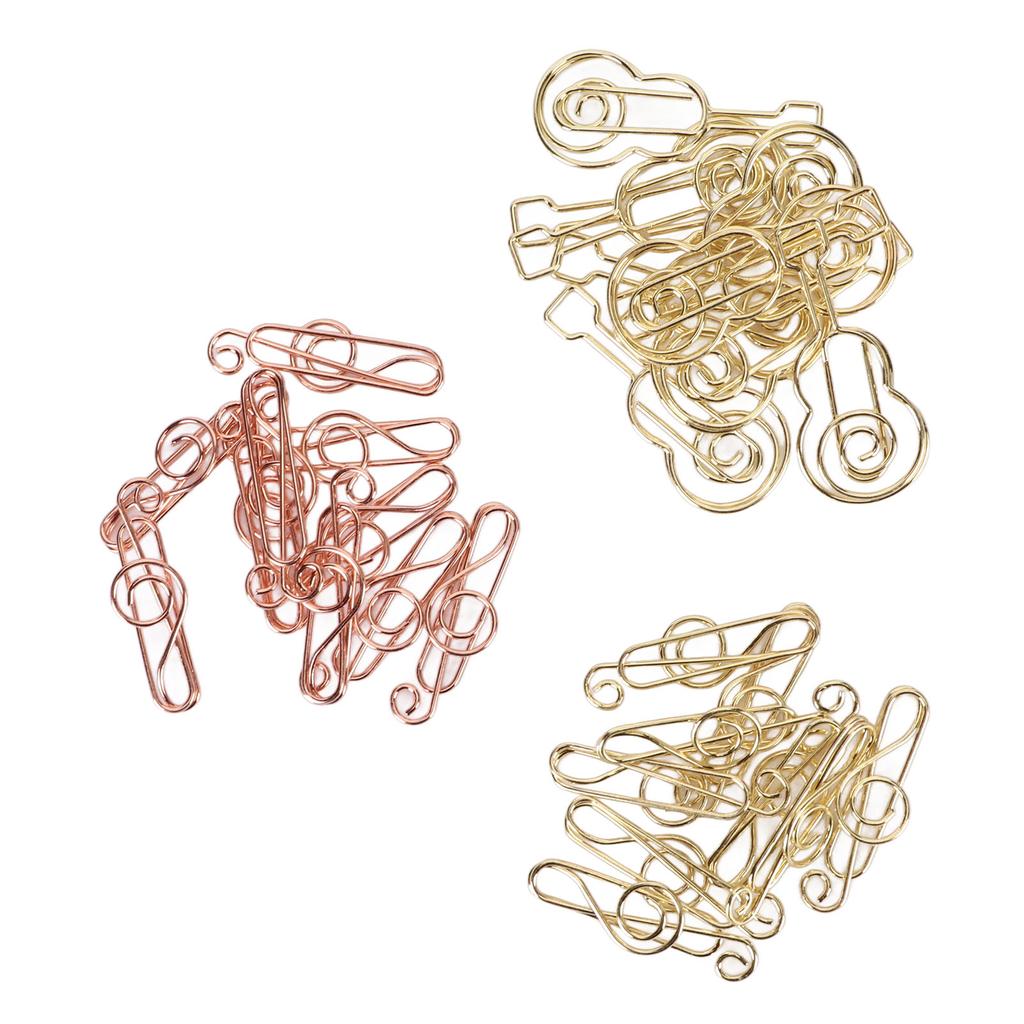 Paper Clips Guitar Note Shaped Prevent Slip Decorative Cute Metal Bookmark Paperclips for Documents 