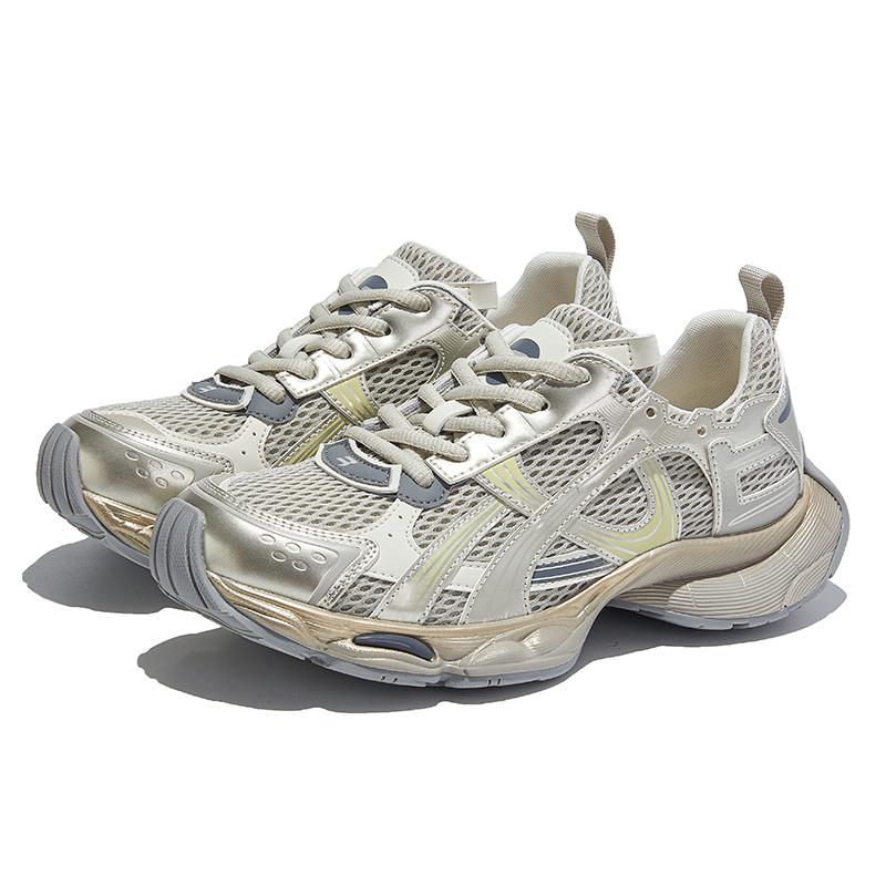 

Модные женские кроссовки на платформе AIYUQI 2025 Новые удобные кроссовки для папы Женские кроссовки больших размеров для бега и повседневной носки 43 золотистый
