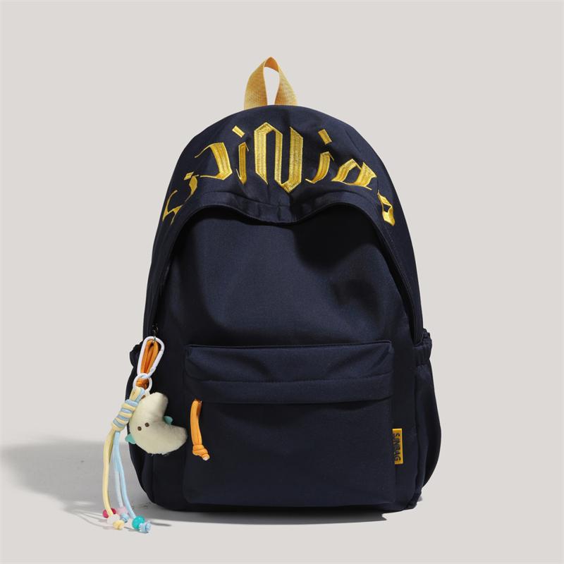 

Letter Student Schoolbag Unisex Campus Backpack Large Capacity Solid Color Backpack