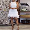 K2767 Slim Fit Casual Feather Hip-Hugging Vest Dress