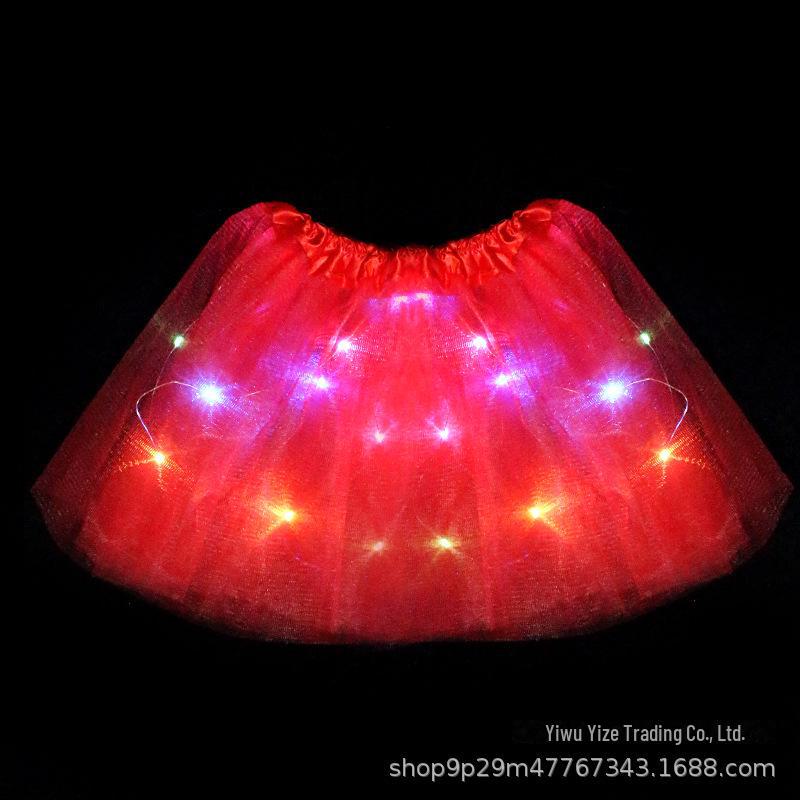 Children's Glow Angel Costume: Girl's Gauze Skirt with Flashing Wings and 20-Light Butterfly Design, 3-Piece Set.