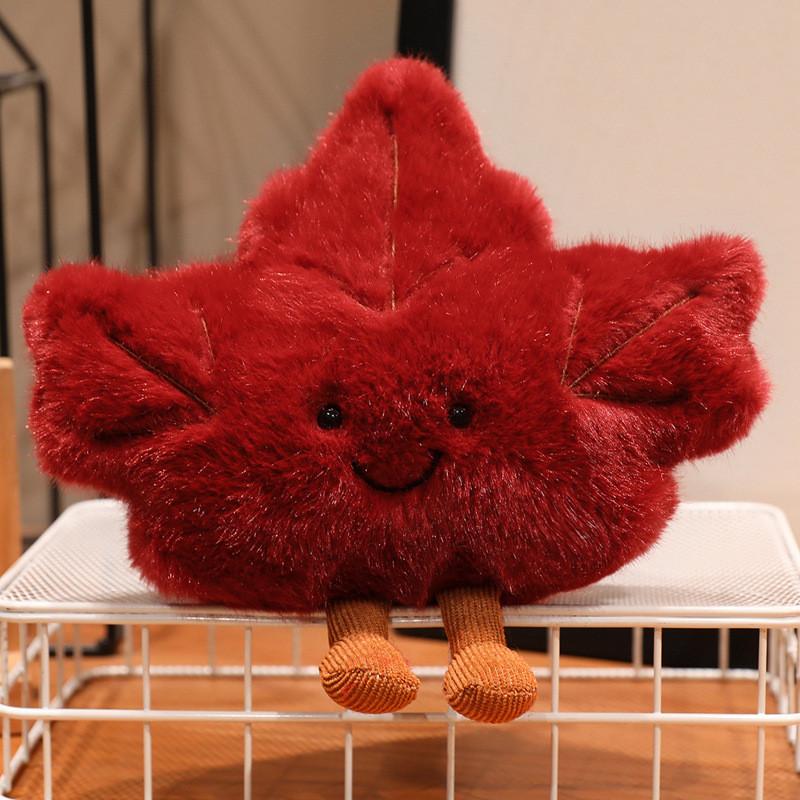Yuzu Leaf Plush Toy With Pp Cotton For Autumn Decor And Gift Collection RedMaple