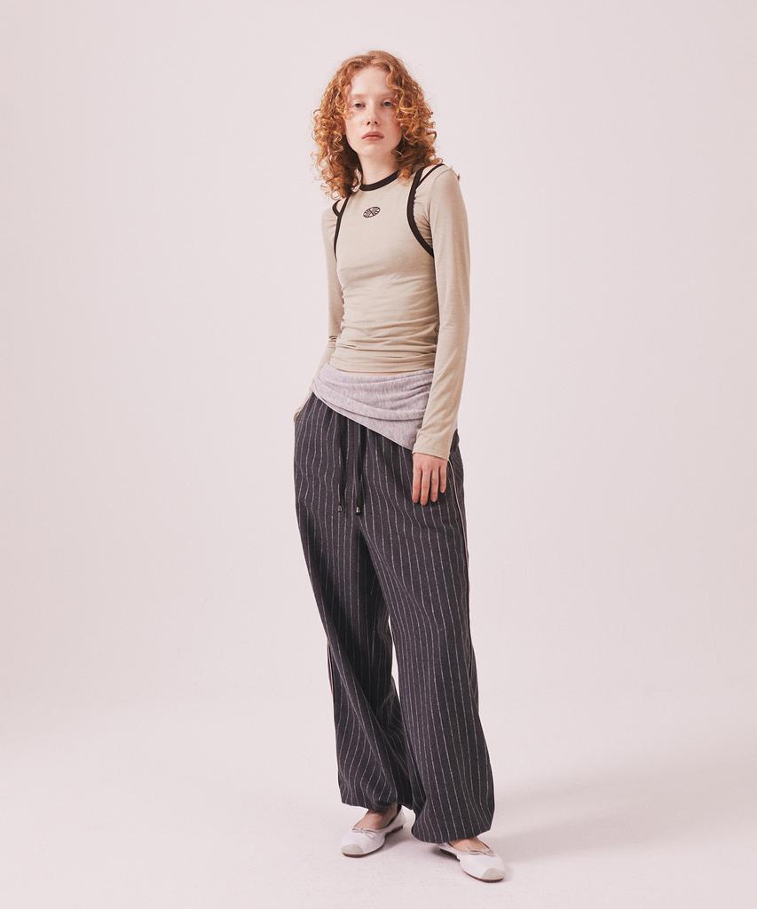 Minasu Stretch Layered T Shirt_Beige