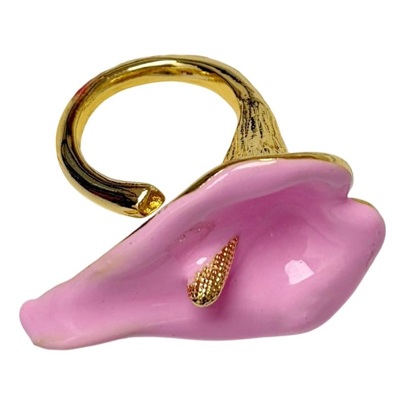 Delicate Floral Open Rings Calla Flower Adjustable Size Perfect For Layering And Gifting