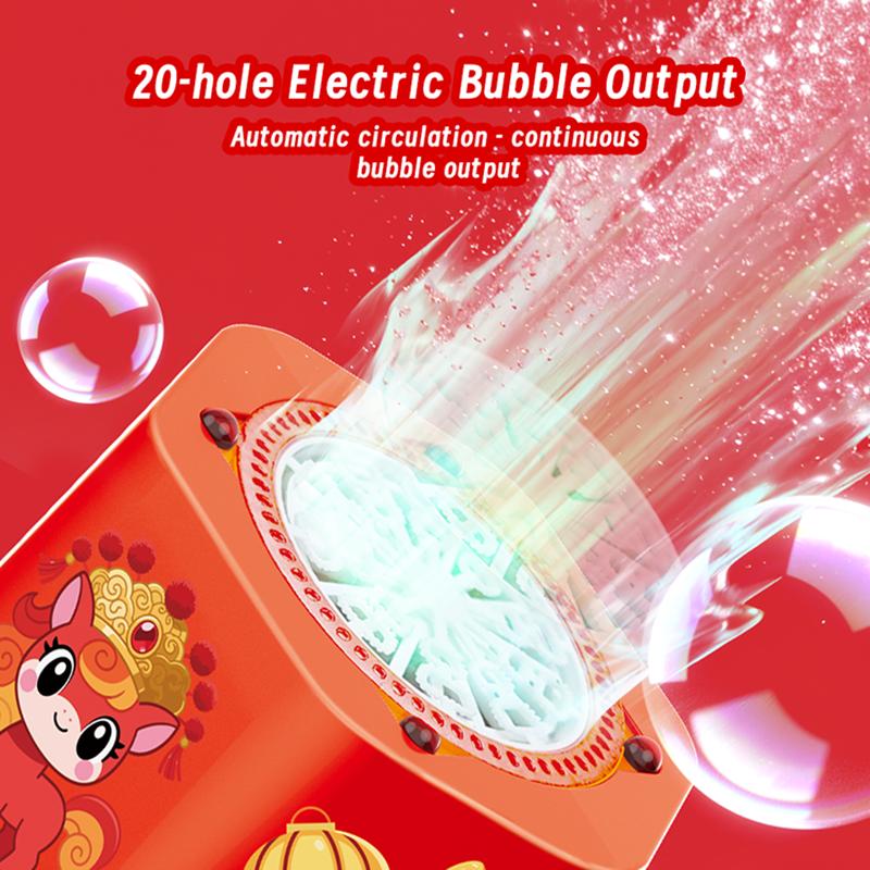 2026 New Year Firework Bubble Machine 20 Holes Bubble Blower Electronic Automatic Bubbles Maker with Music Light for Wedding Kids Party Christmas Gift