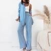 2 Piece Outfits for Women Long Sleeve Button Down Shirts And Wide Leg Pants Sets Casual Tracksuit Loungewear