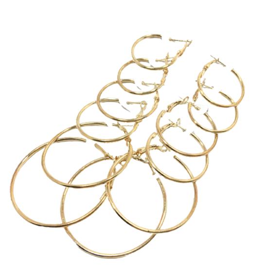6Pairs/Set Fashion Circle Hoop Dangle Earrings Pendant for Female Daily Outfits