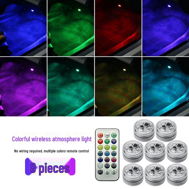 Wireless Car Interior Foot and Atmosphere Light with Remote Control - Easy Installation