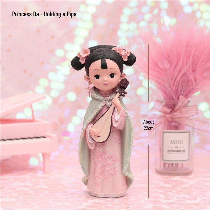 Boneca Princesa Estilo Antigo Xianci de Resina: Ornamento de Mesa Elegante e Presente para Menina