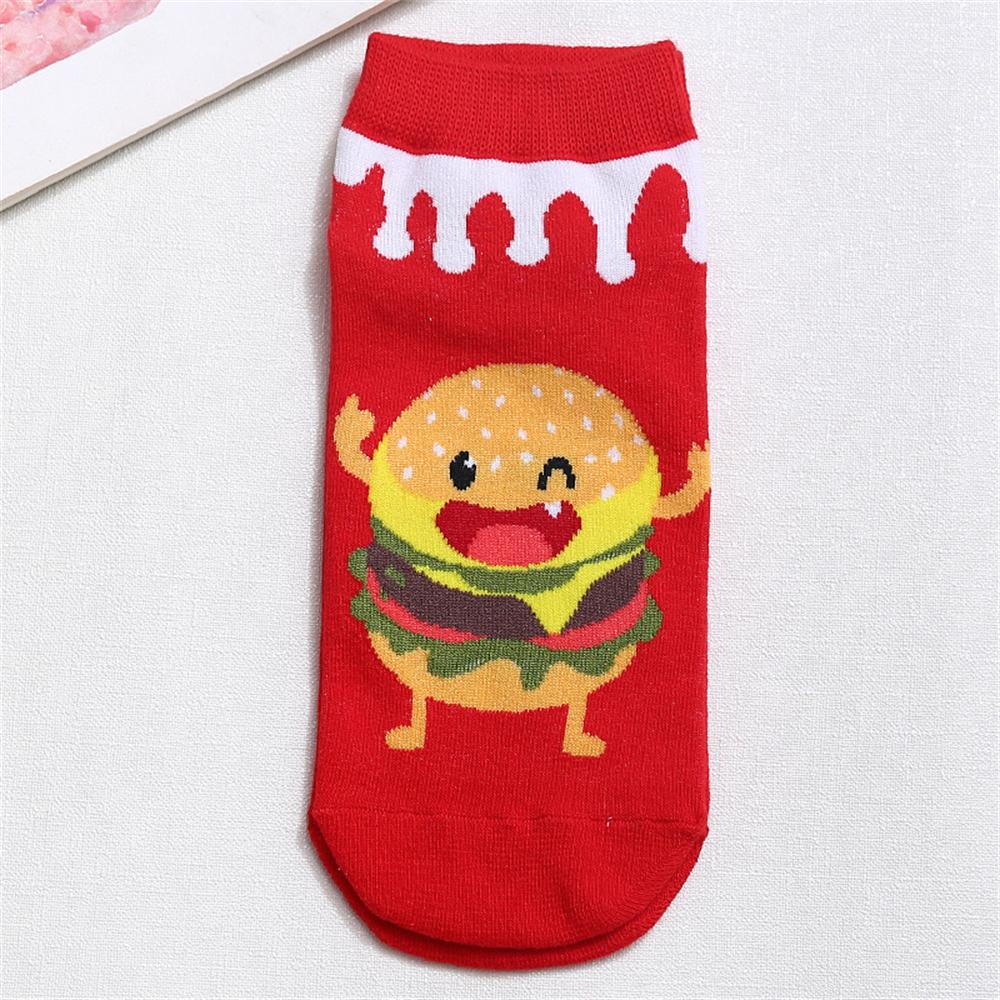 New Funny Happy Cartoon Foods Pizza Fries Hamburger Cola  Dog Short Socks Novel Gift Dropship